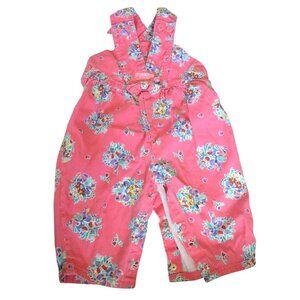 Vintage Osh Kosh B'Gosh Pink Cotton Floral Bouquet Overalls 90s Size 6-9 Months